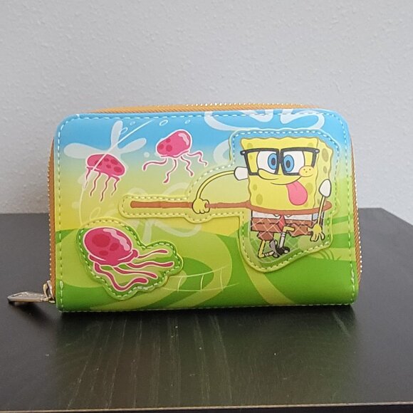 SpongeBob SquarePants catching jellyfish Loungefly zip wallet - Picture 1 of 3